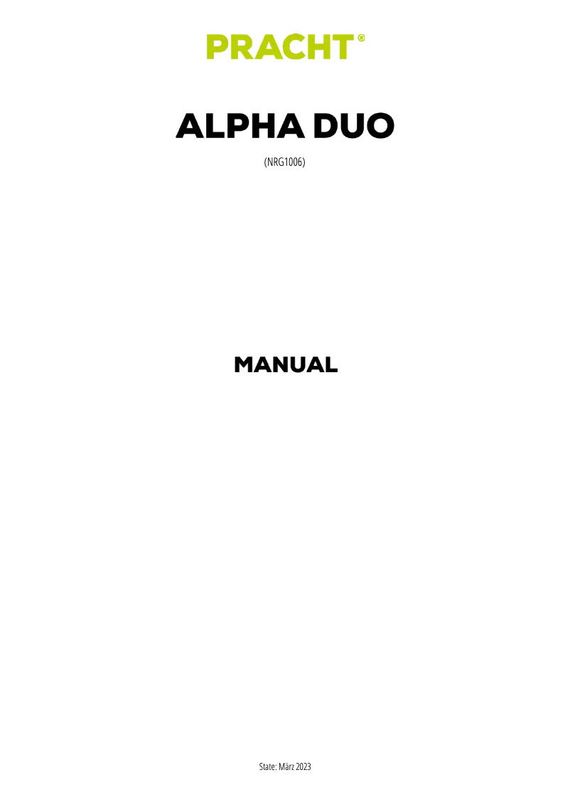 Página 1 del manual Manual de usuario PRACHT Alpha Duo