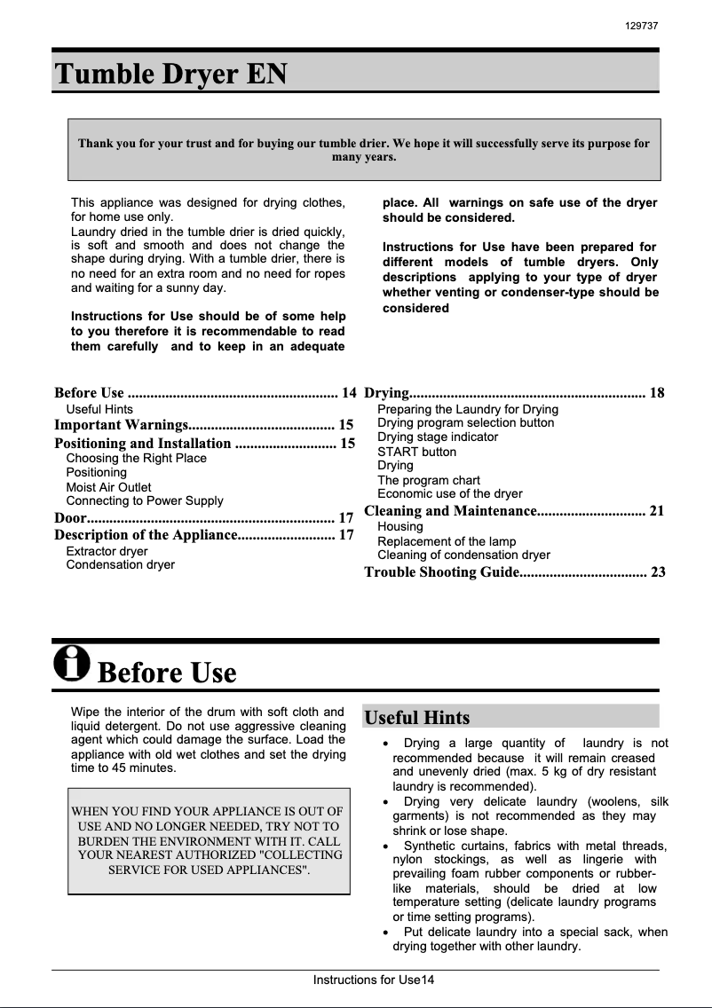 Page 1 de la notice Manuel utilisateur Gorenje WT 921