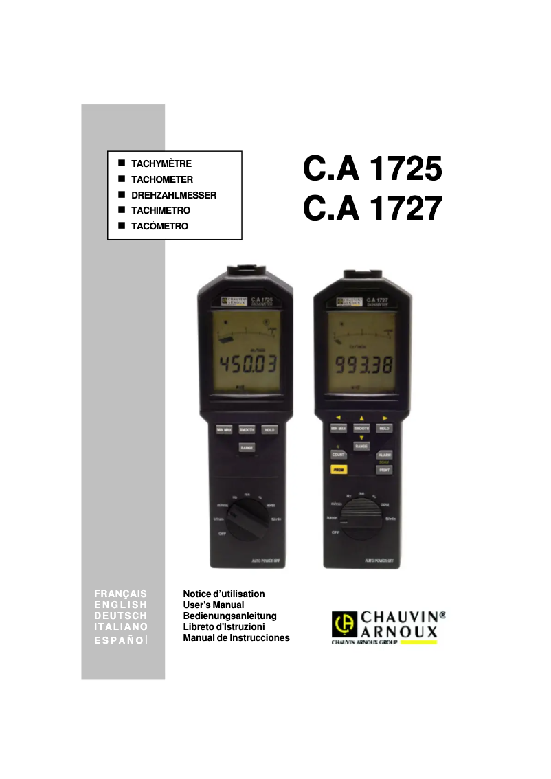 Page n°1 - Manuel utilisateur Chauvin Arnoux C.A 1725