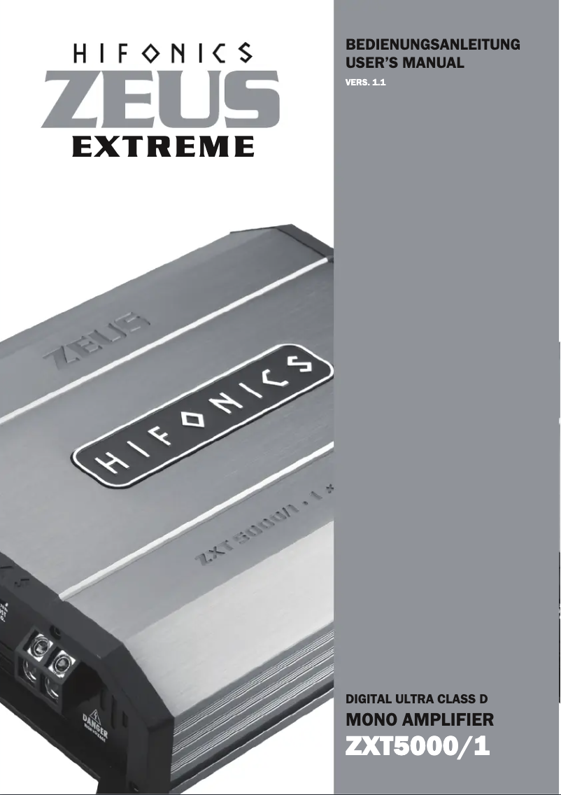 Page 1 de la notice Manuel utilisateur Hifonics Zeus Extreme ZXT5000/1