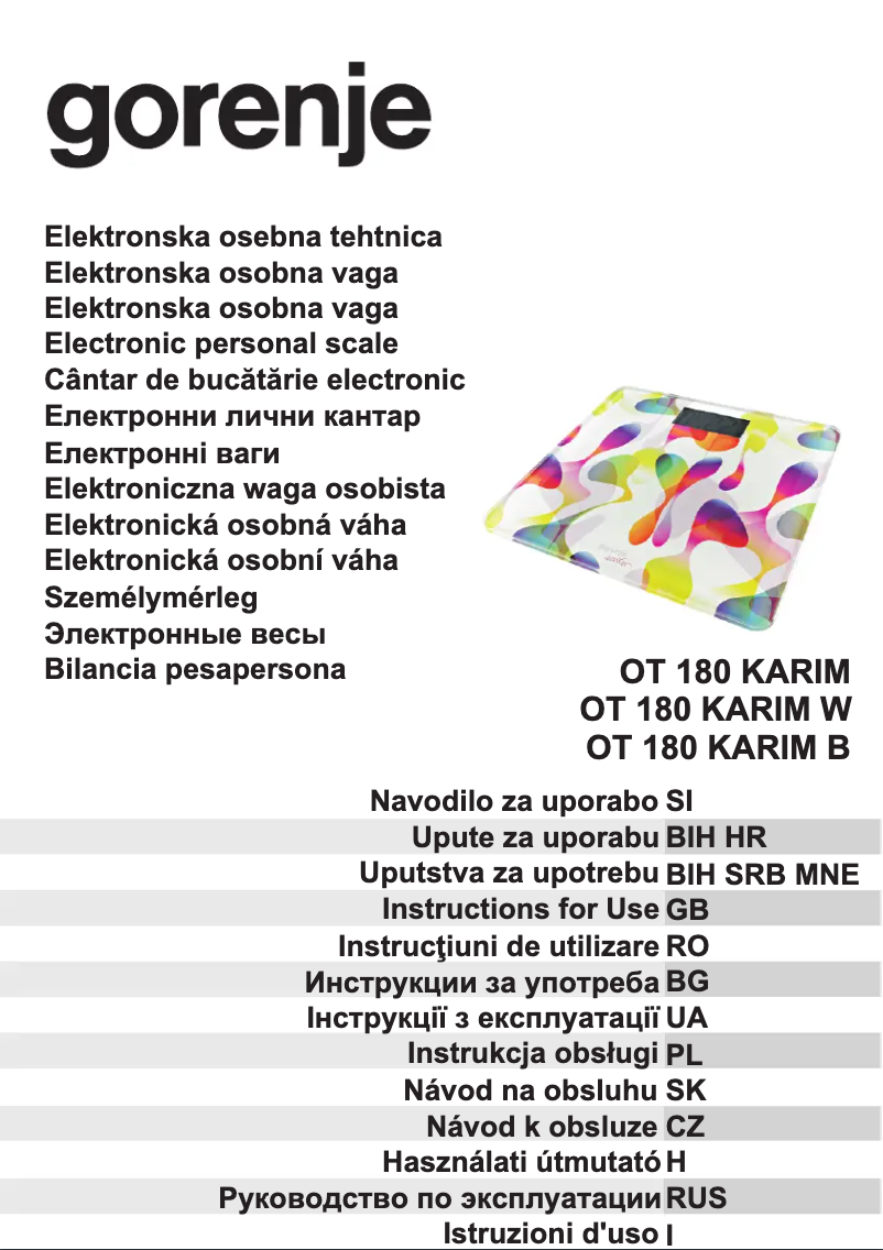 Page n°1 - Manuel utilisateur Gorenje OT180KARIM