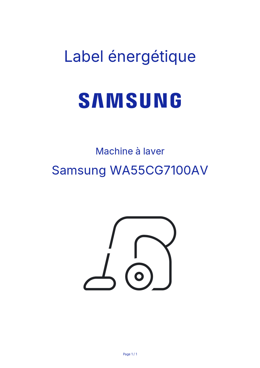Page n°1 - Label énergétique Samsung WA55CG7100AV