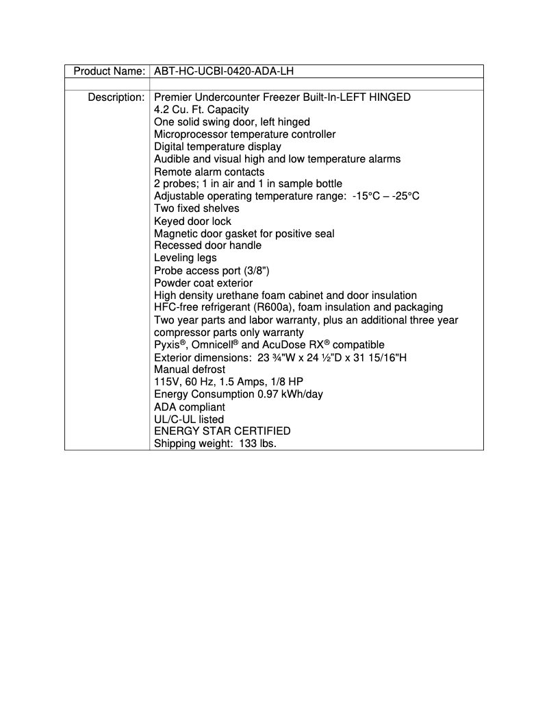 Image de la première page du manuel de l'appareil ABT-HC-UCBI-0420-ADA-LH