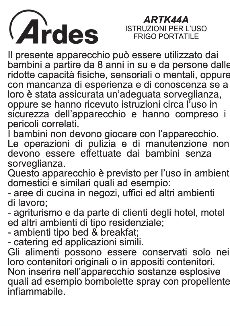 Página 1 del manual Manual de usuario Ardes ARTK44A