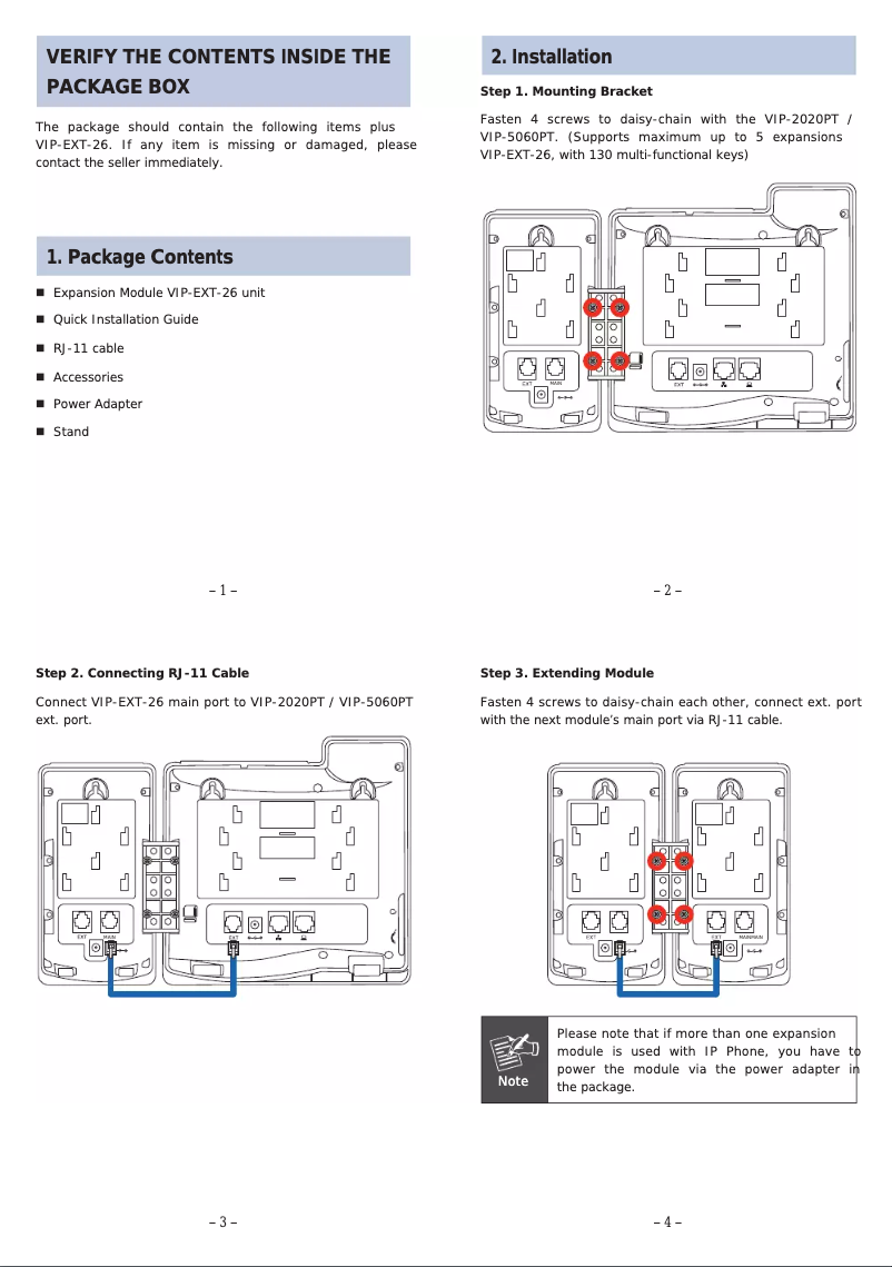 Image de la première page du manuel de l'appareil VIP-EXT26