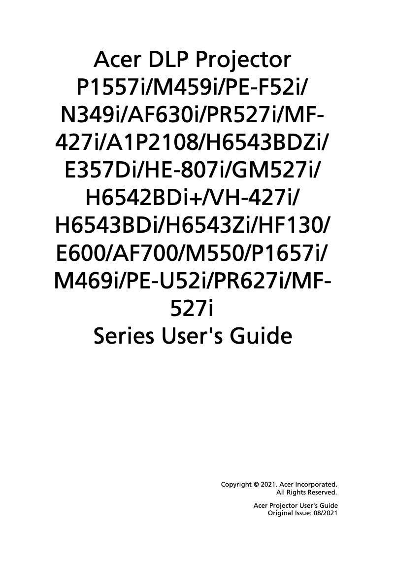 Page n°1 - Manuel utilisateur Acer HF130