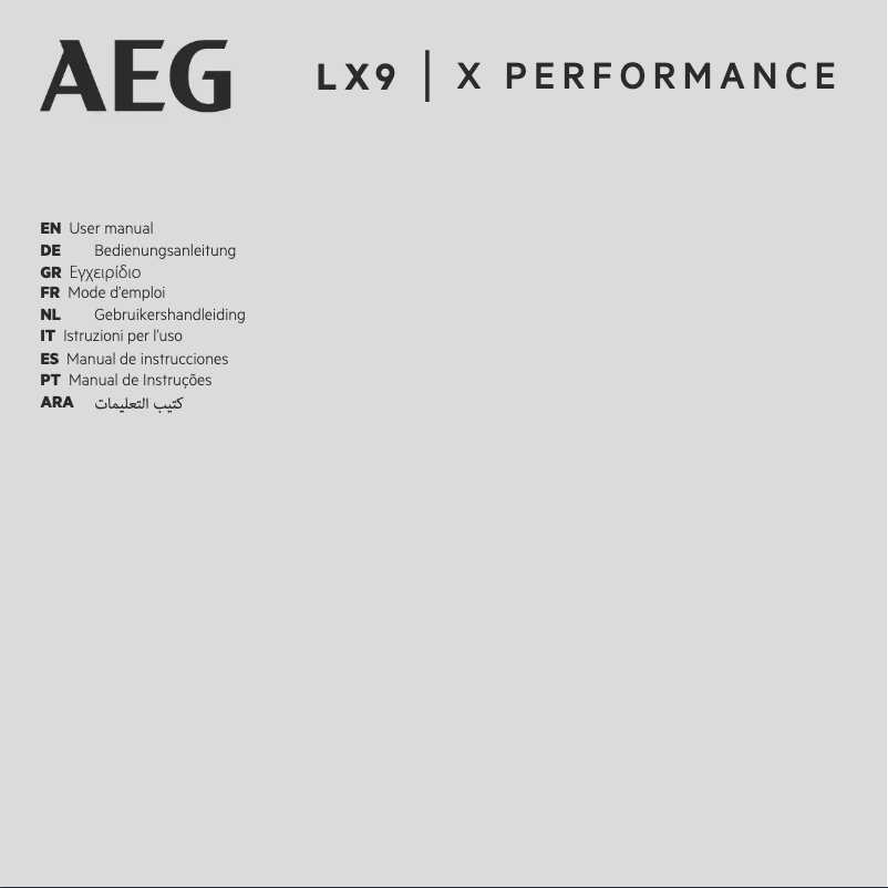Page n°1 - Manuel utilisateur AEG LX9-2-WR-P