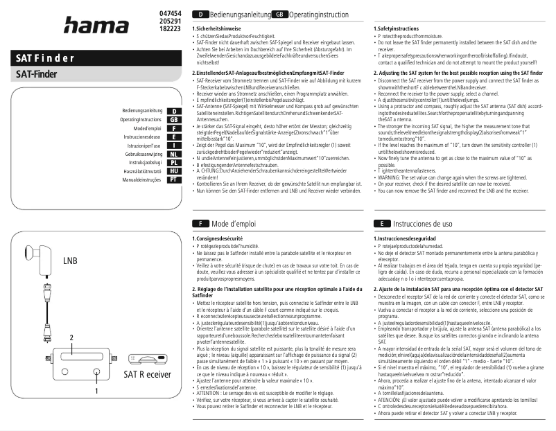 Page 1 de la notice Manuel utilisateur Hama 00047454