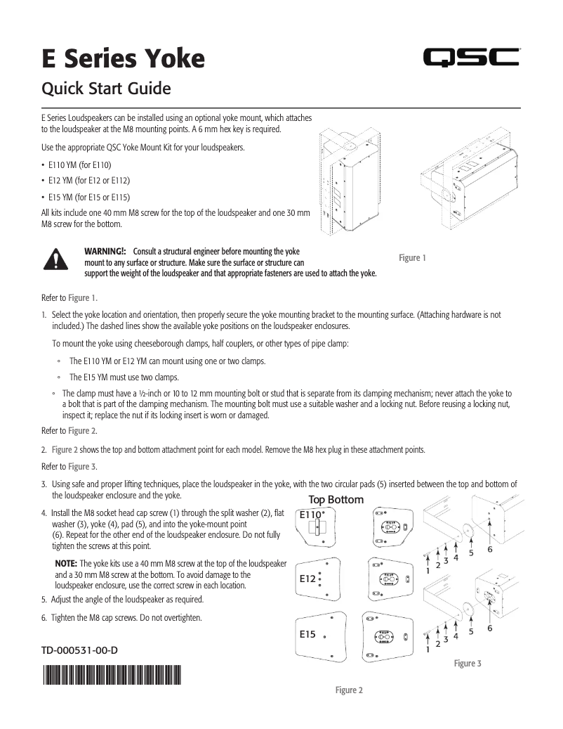 Page 1 de la notice Manuel utilisateur QSC E15YM