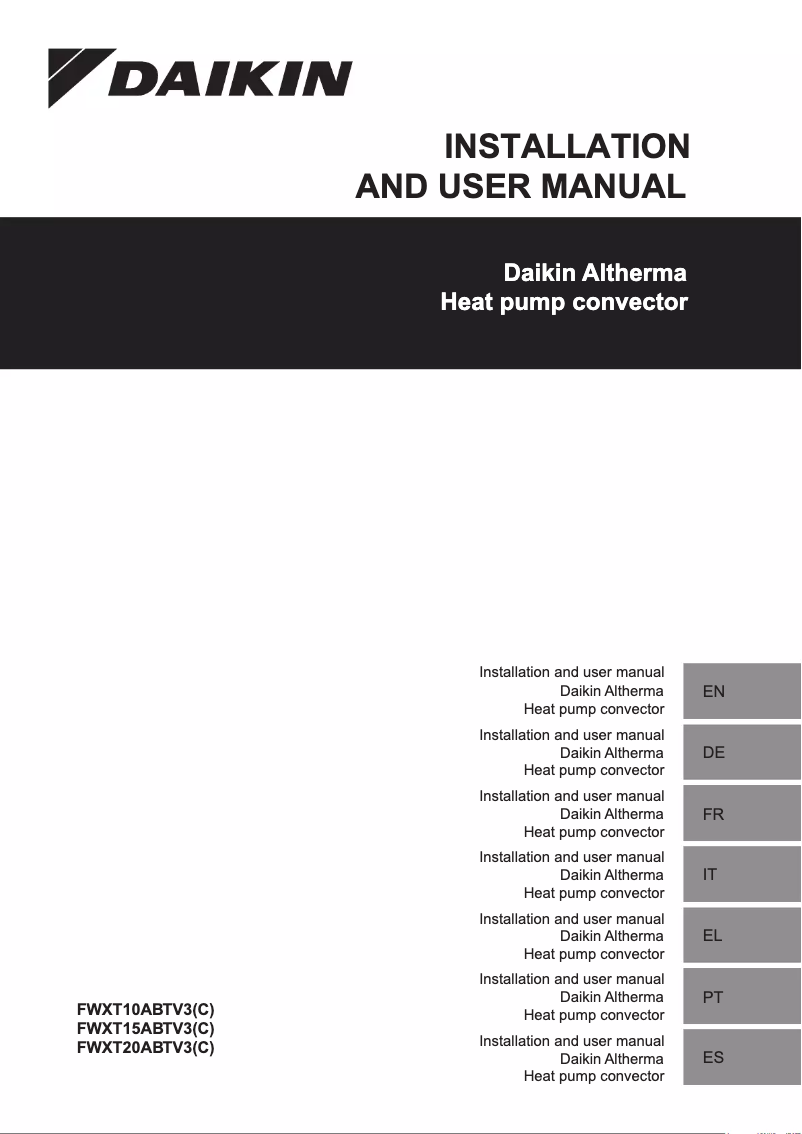 Page n°1 - Guide d'installation Daikin FWXT20AATV3C