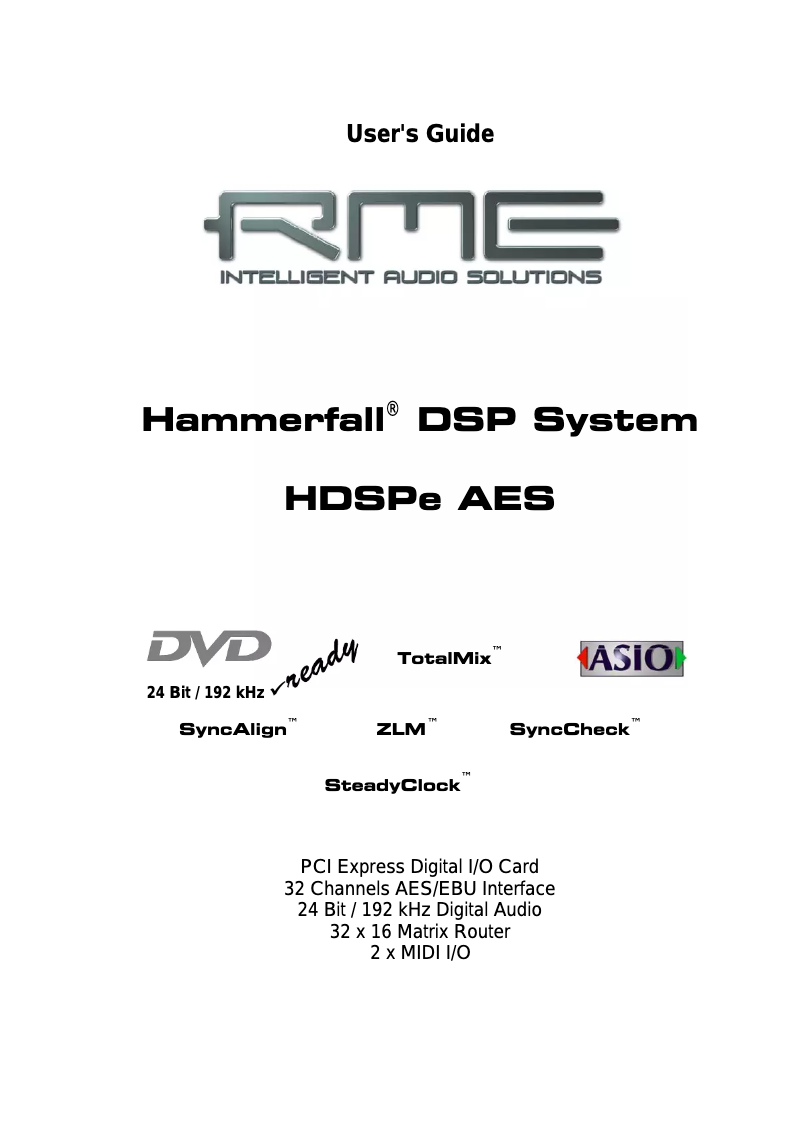 Image de la première page du manuel de l'appareil HDSPe AES-32