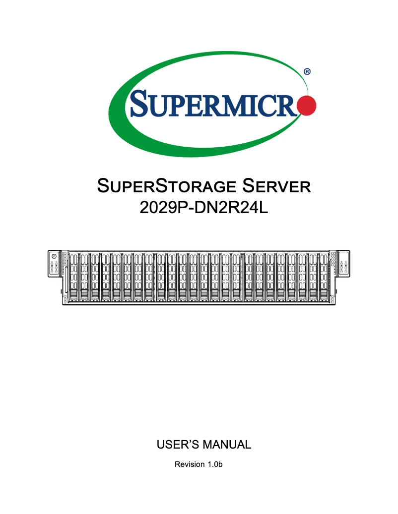 Image de la première page du manuel de l'appareil SuperStorage 2029P-DN2R24L
