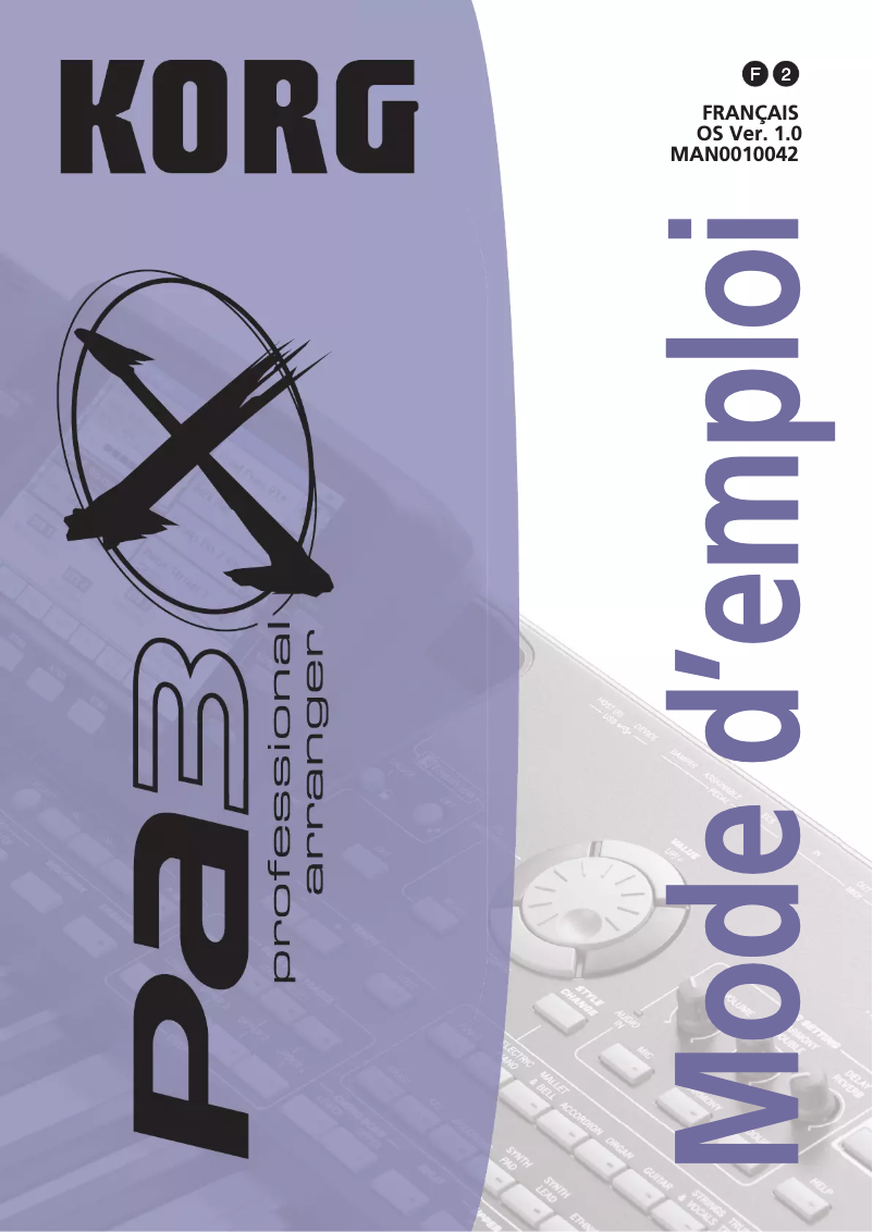 Page 1 de la notice Manuel utilisateur Korg Pa3X
