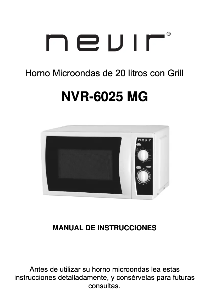 Página 1 del manual Manual de usuario Nevir NVR-6025 MG