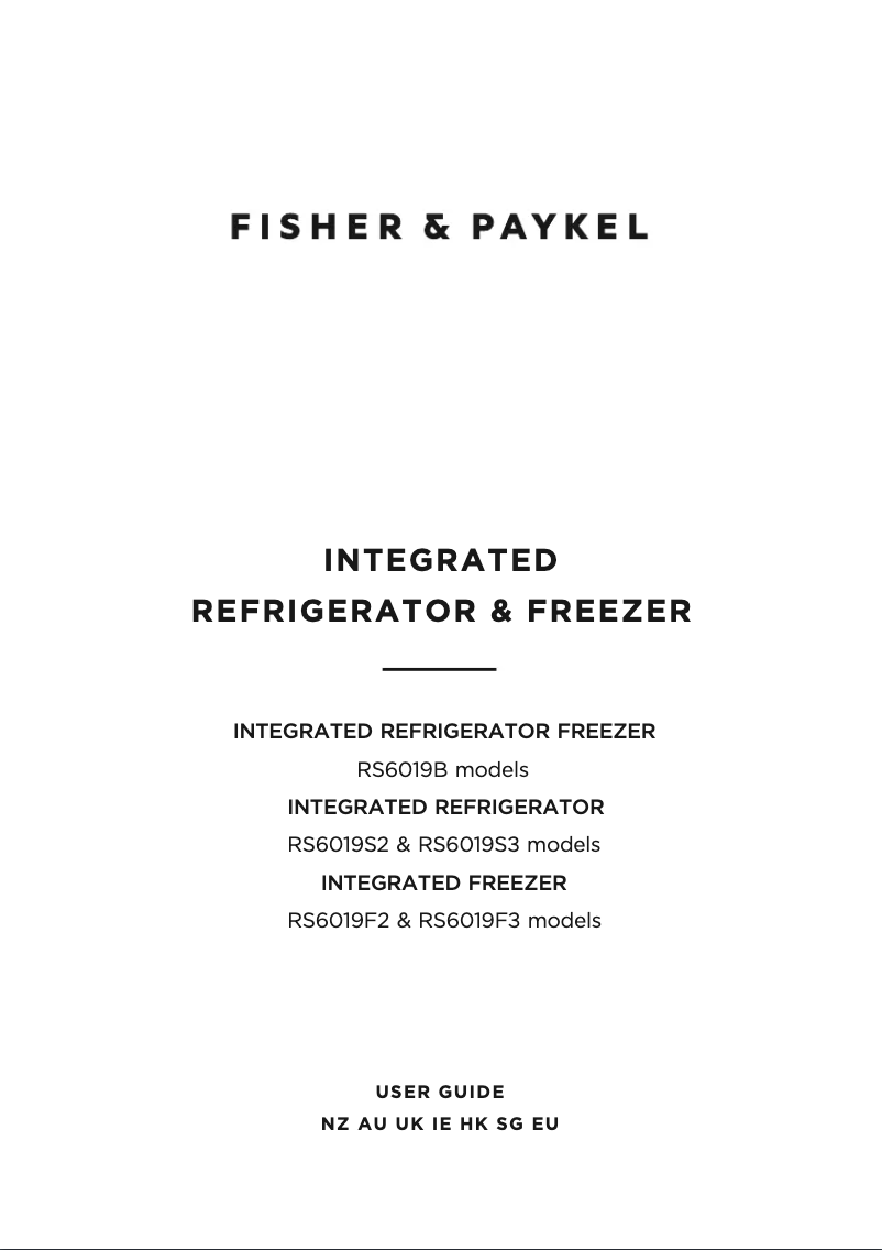 Page n°1 - Guide d'installation Fisher & Paykel RS6019S2R1