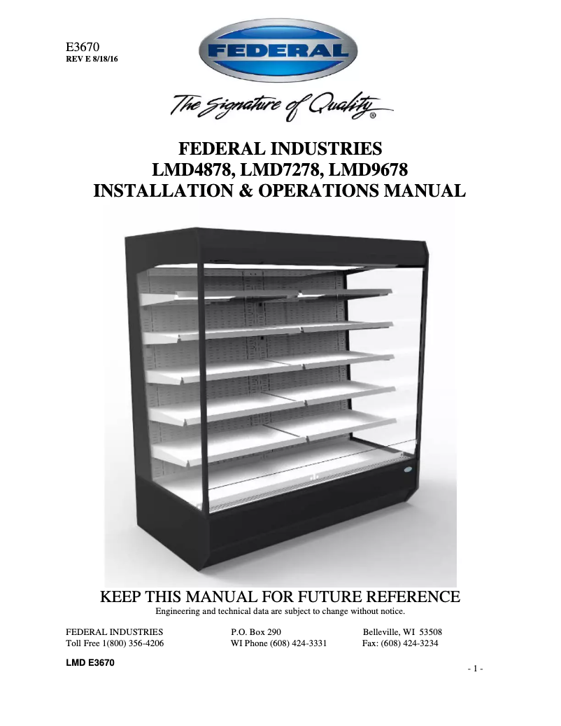 Page 1 de la notice Manuel utilisateur Federal LMD7278R