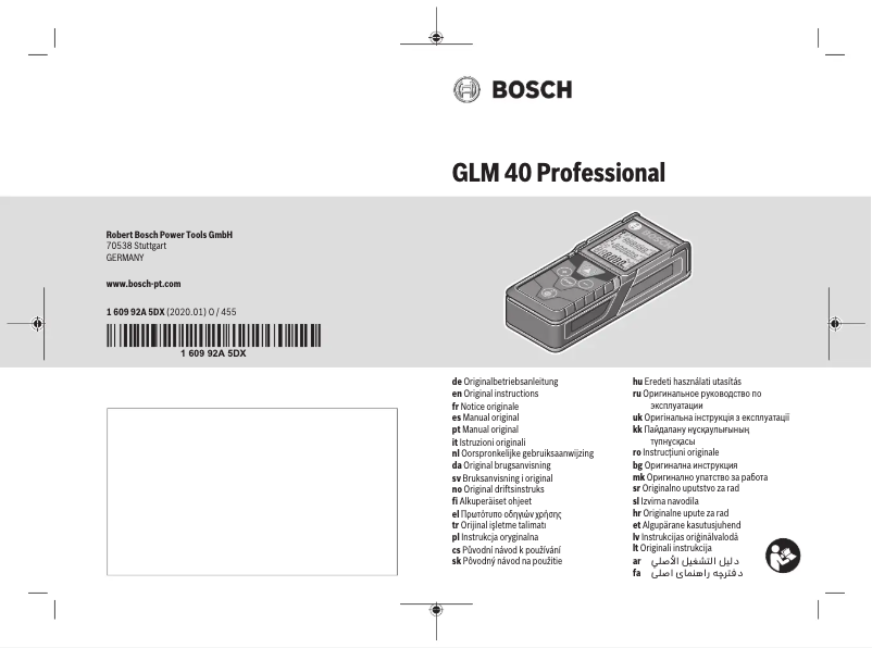 Página 1 del manual Manual de usuario Bosch GLM 40 Professional