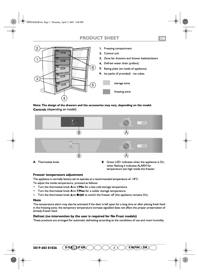 Page 1 de la notice Manuel utilisateur Whirlpool AFG 823