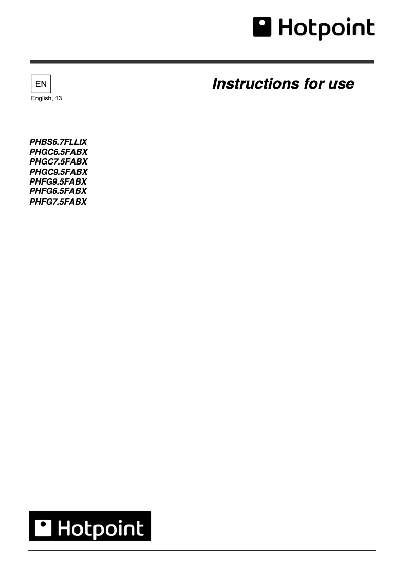 Image de la première page du manuel de l'appareil PHGC9.5FABX