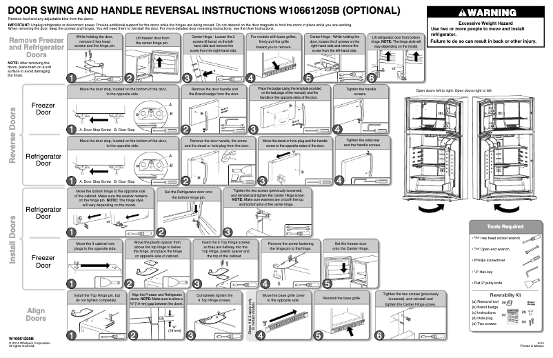 Page 1 de la notice Instructions / montage Whirlpool WRT541SZHV
