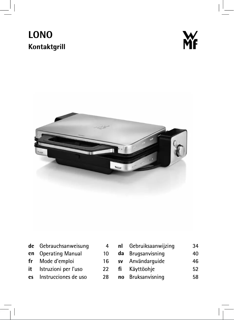 Page n°1 - Manuel utilisateur WMF Lono 04.1511.0011