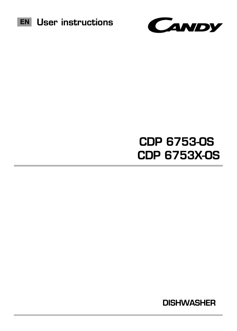 Page 1 de la notice Manuel utilisateur Candy CDP 6753X-OS