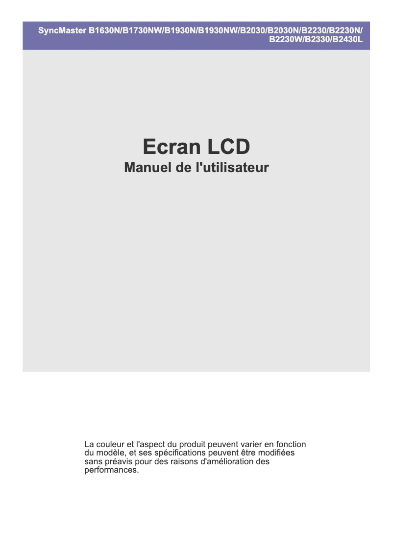 Image de la première page du manuel de l'appareil SyncMaster B2430L