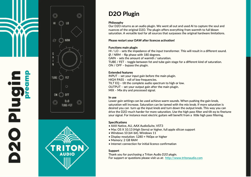 Página 1 del manual Manual de usuario Triton D2O Plugin