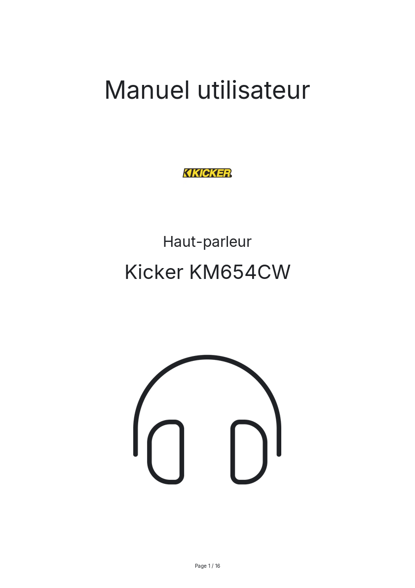 Page n°1 - Manuel utilisateur Kicker KM654CW