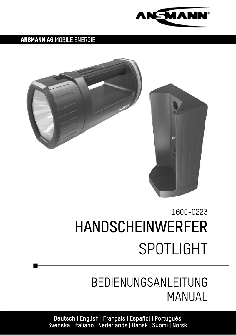 Page 1 de la notice Manuel utilisateur Ansmann HS20R