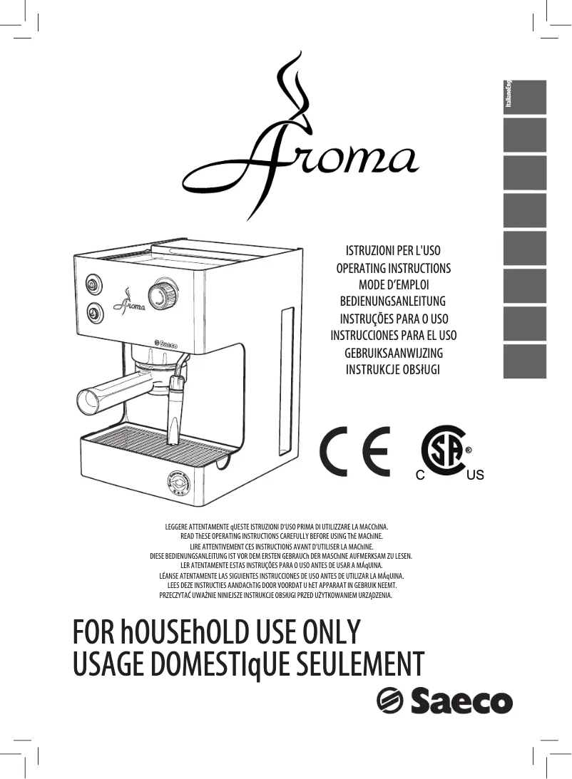 Page n°1 - Manuel utilisateur Philips Saeco Aroma RI9373