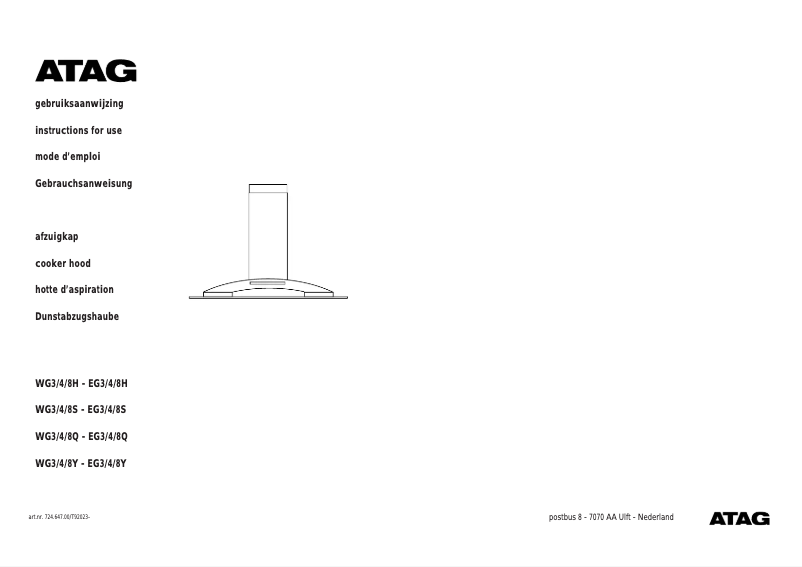 Page 1 de la notice Manuel utilisateur Atag WG411S