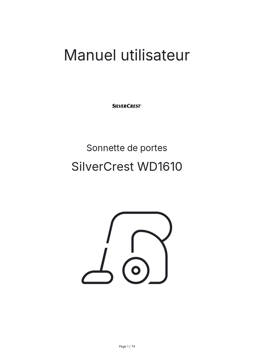 Page 1 de la notice Manuel utilisateur SilverCrest WD1610
