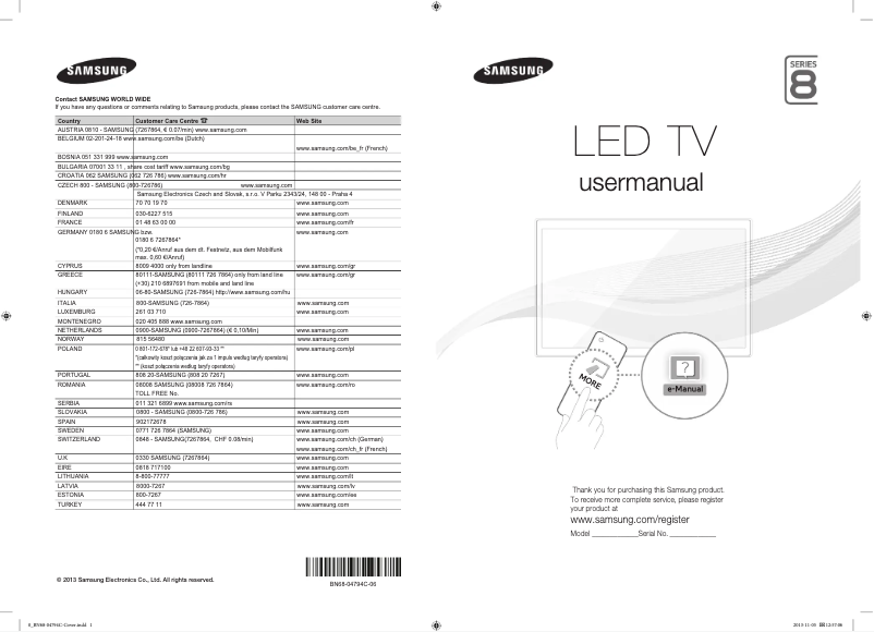 Page n°1 - Manuel utilisateur Samsung UE46F8000SL
