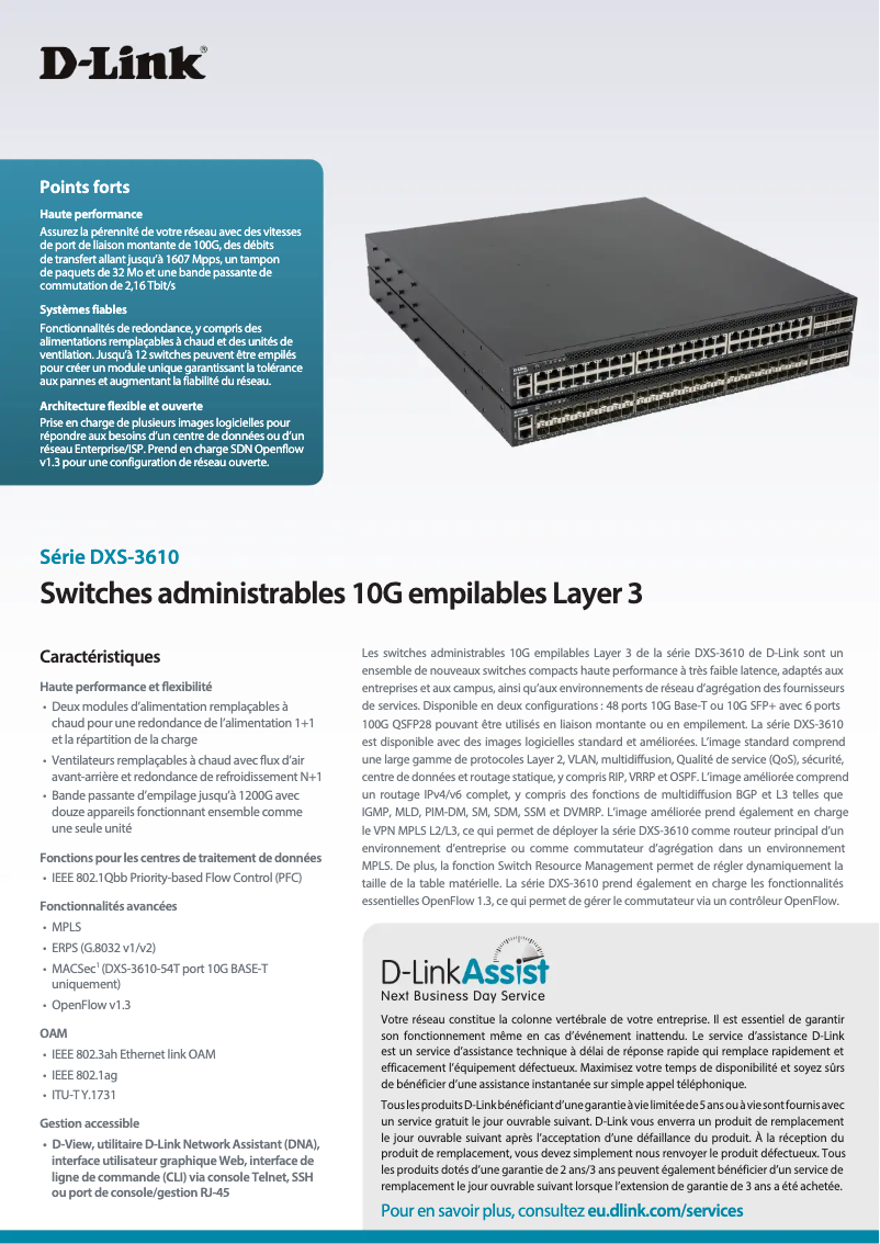 Image de la première page du manuel de l'appareil DXS-3610-54S