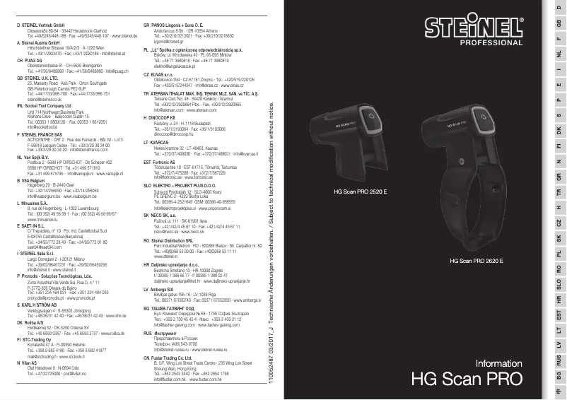 Image de la première page du manuel de l'appareil HG Scan PRO 2520 E