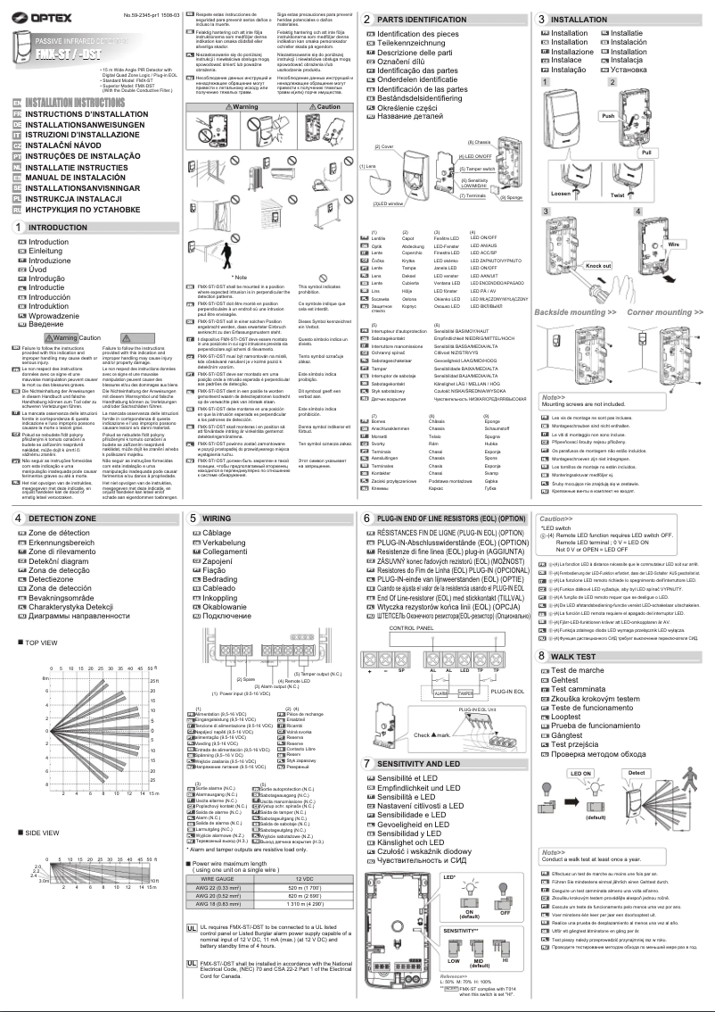 Page 1 de la notice Manuel utilisateur Optex FMX-DST