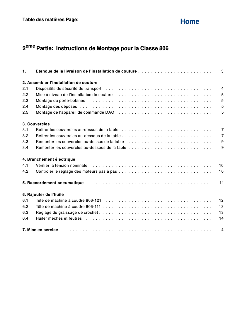 Image de la première page du manuel de l'appareil 806