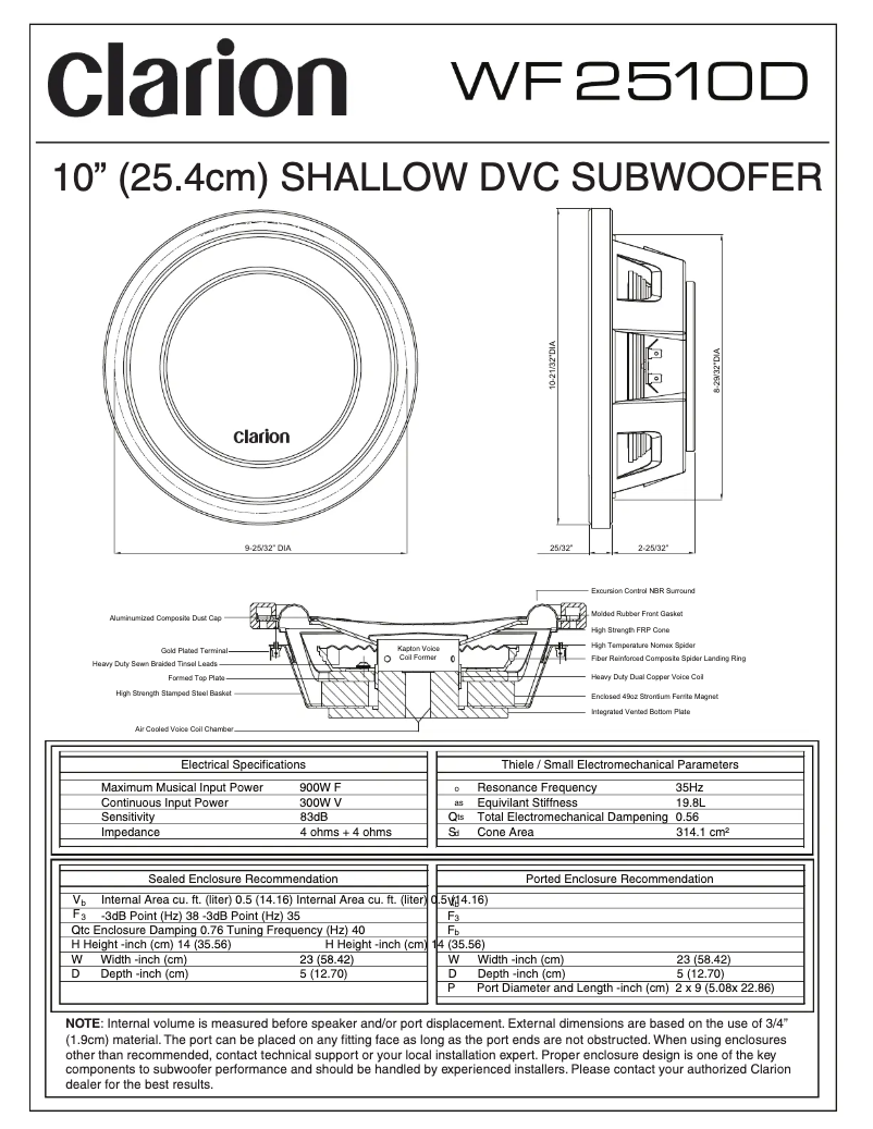 Page n°1 - Manuel utilisateur Clarion WF2510D