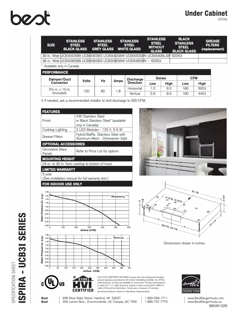 Page n°1 - Fiche technique Best Ispira UCB3I30SBN