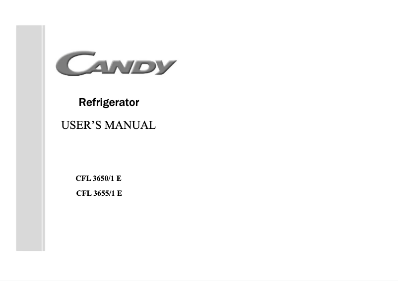 Page 1 de la notice Manuel utilisateur Candy CFL 3655/1 E