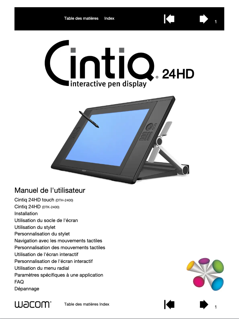 Image de la première page du manuel de l'appareil Cintiq 24HD