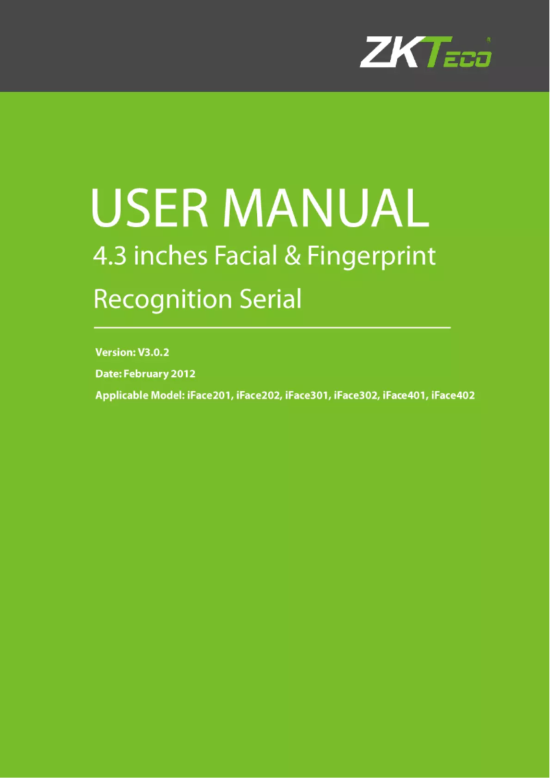 Page 1 de la notice Manuel utilisateur ZKTeco S1000