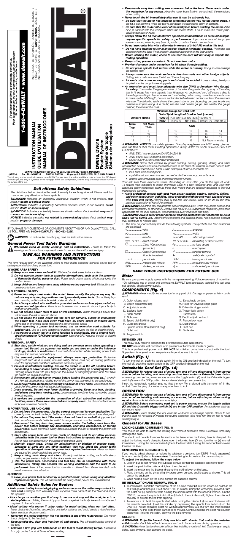 Page 1 de la notice Manuel utilisateur DeWalt DW618B3