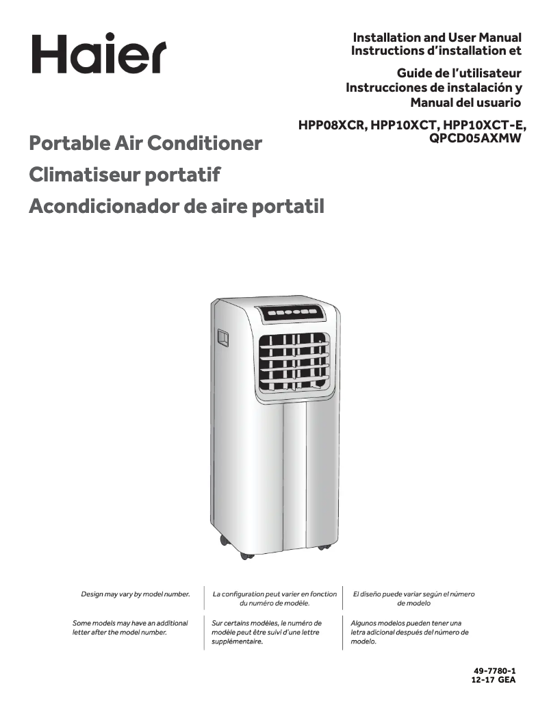 Image de la première page du manuel de l'appareil HPP10XCT