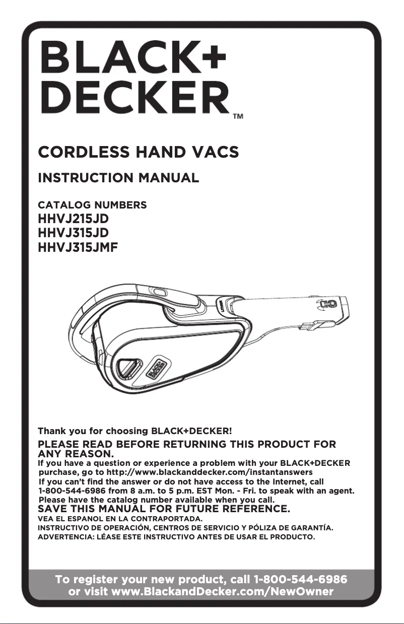 Page n°1 - Manuel utilisateur Black & Decker HHVJ315JD10