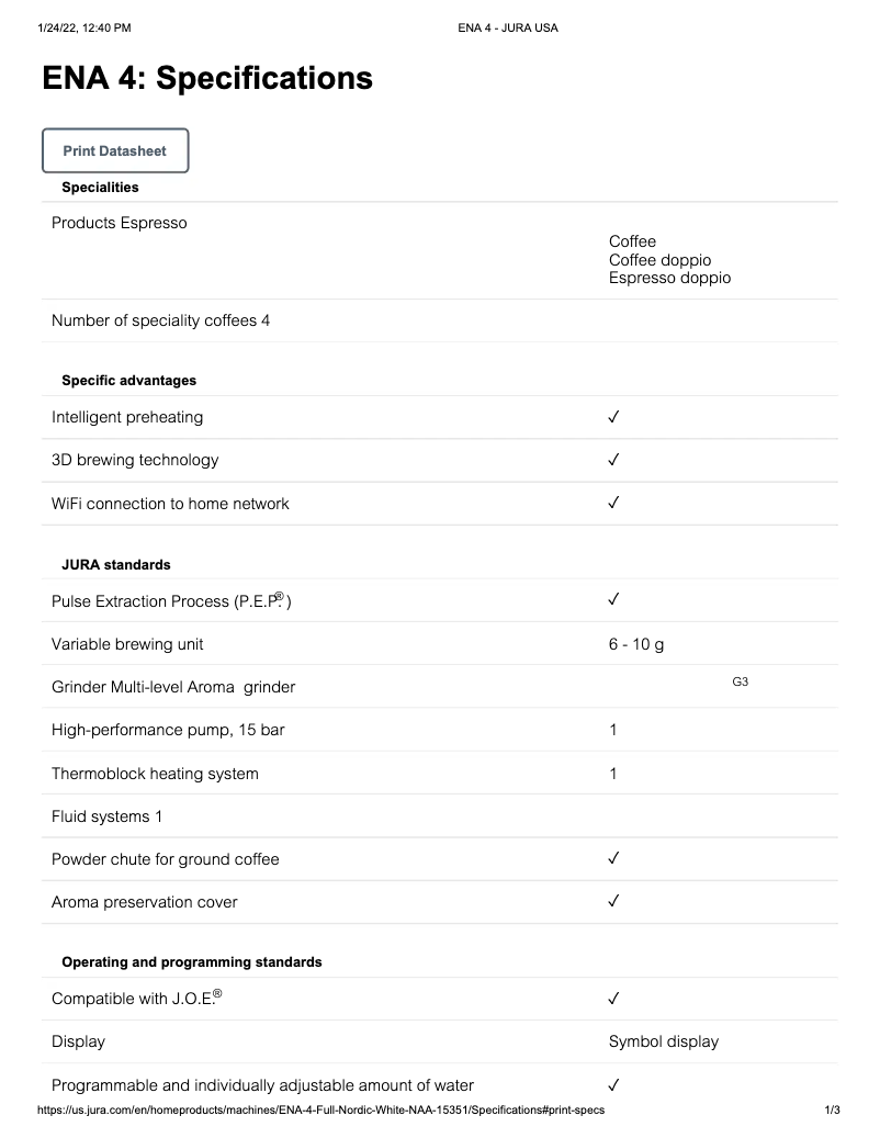 Image de la première page du manuel de l'appareil ENA 4