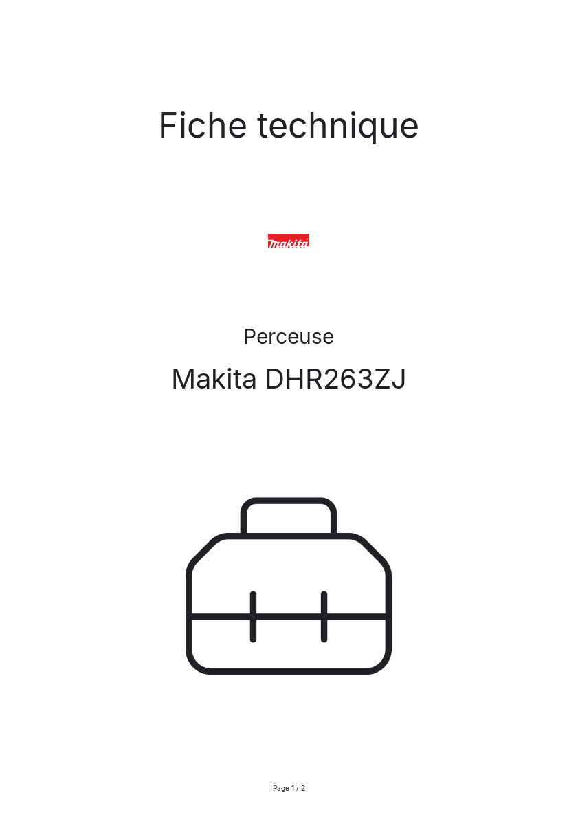 Page n°1 - Fiche technique Makita DHR263ZJ