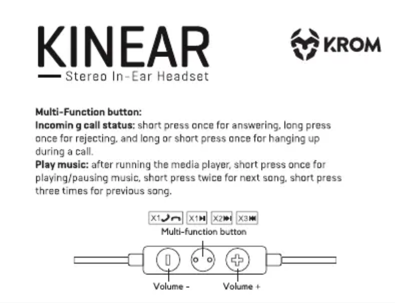Page n°1 - Manuel utilisateur Krom Kinear