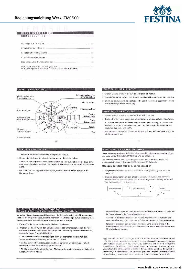 Page 1 de la notice Manuel utilisateur Festina IFM0S00